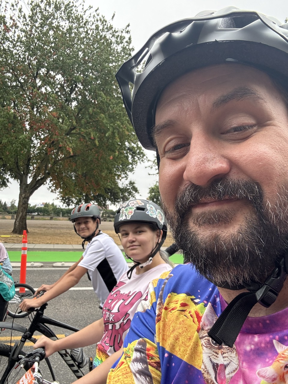 Family starting off on the Bridge Pedal