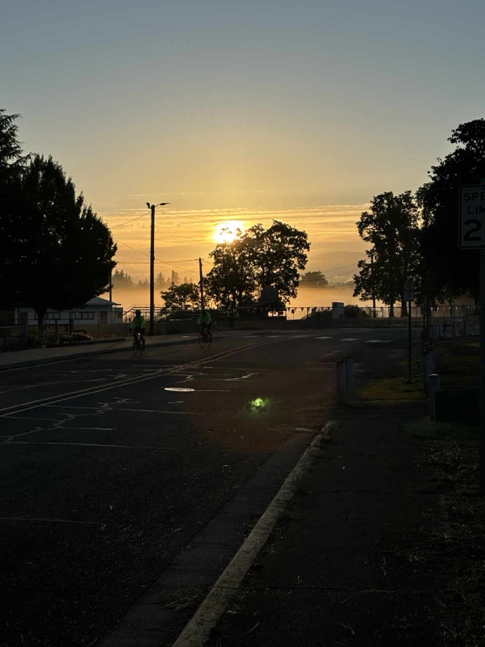 A foggy sunrise heading to the start