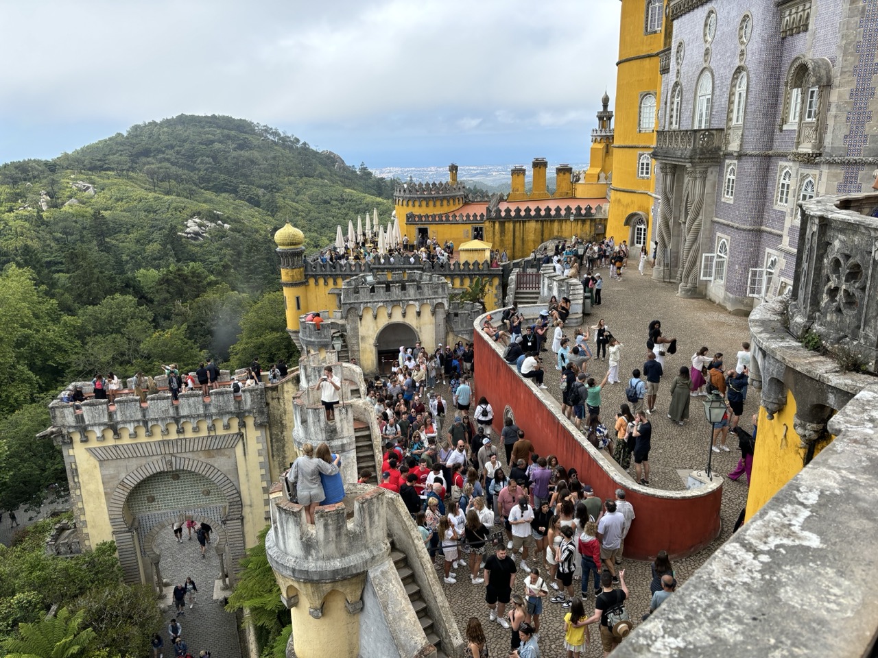 Crowded exterior at the National Palace of Pena
