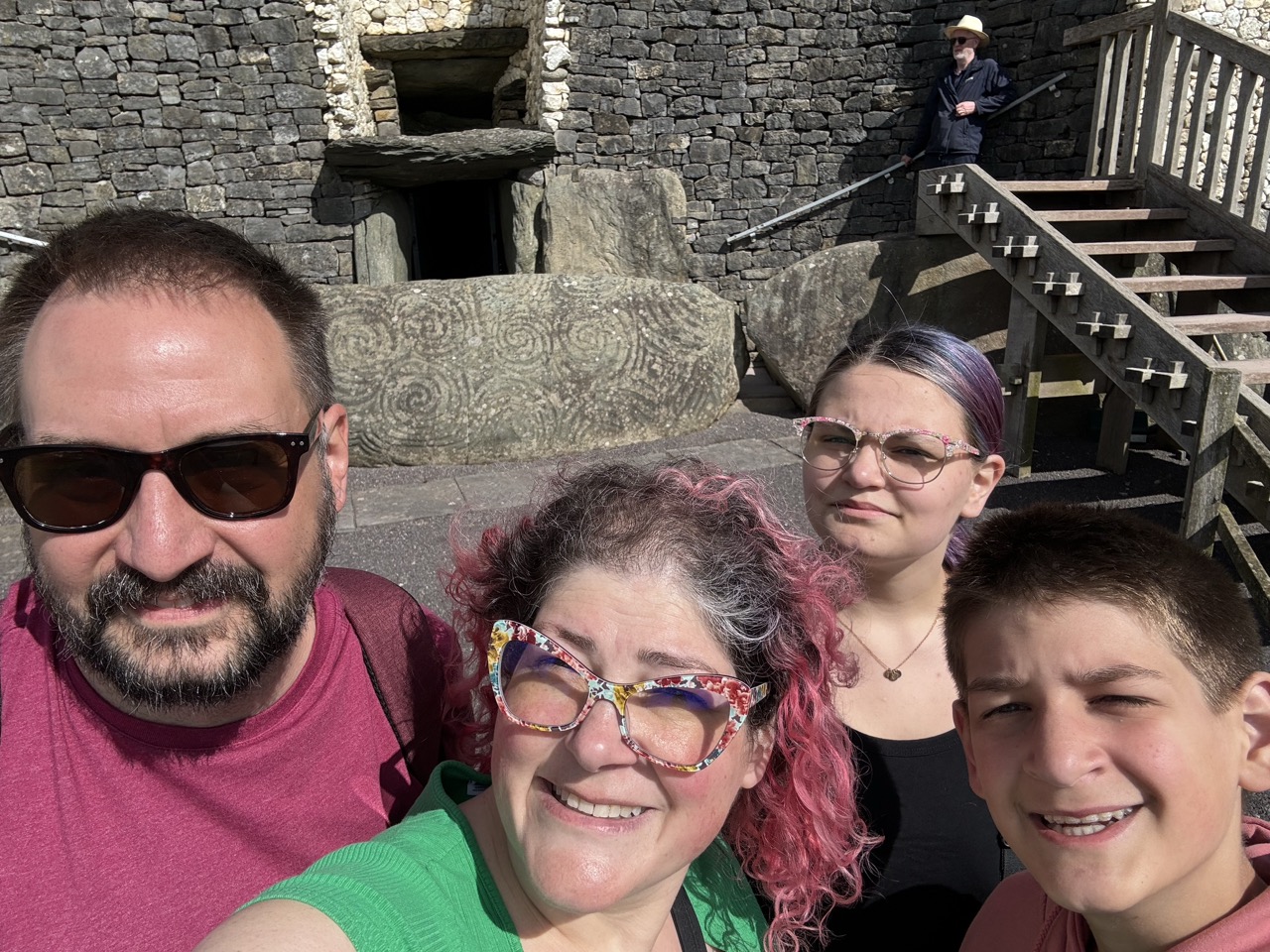 Family gathered at the entrance to Newgrange