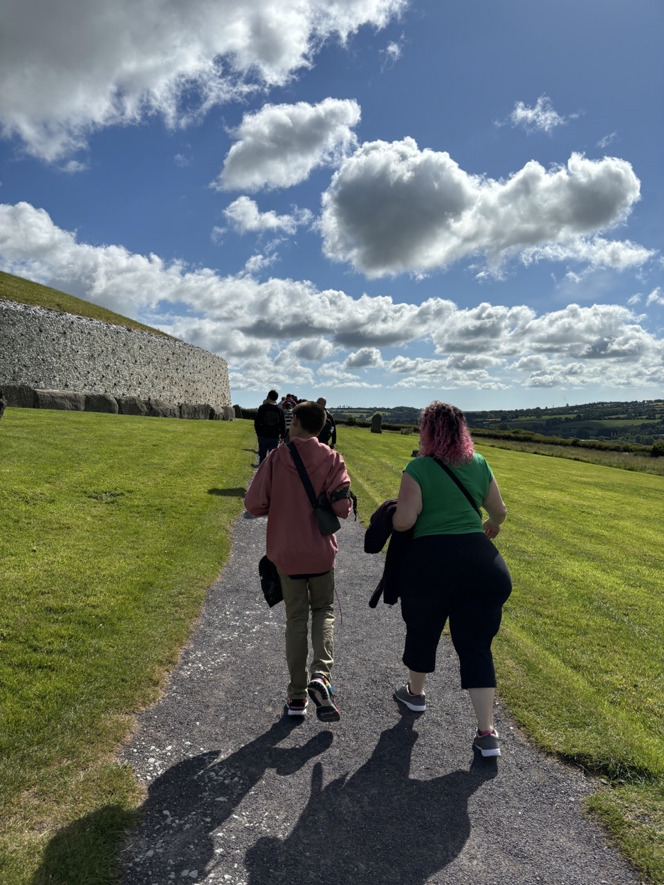 Walking up to Newgrange on a sunny Irish day