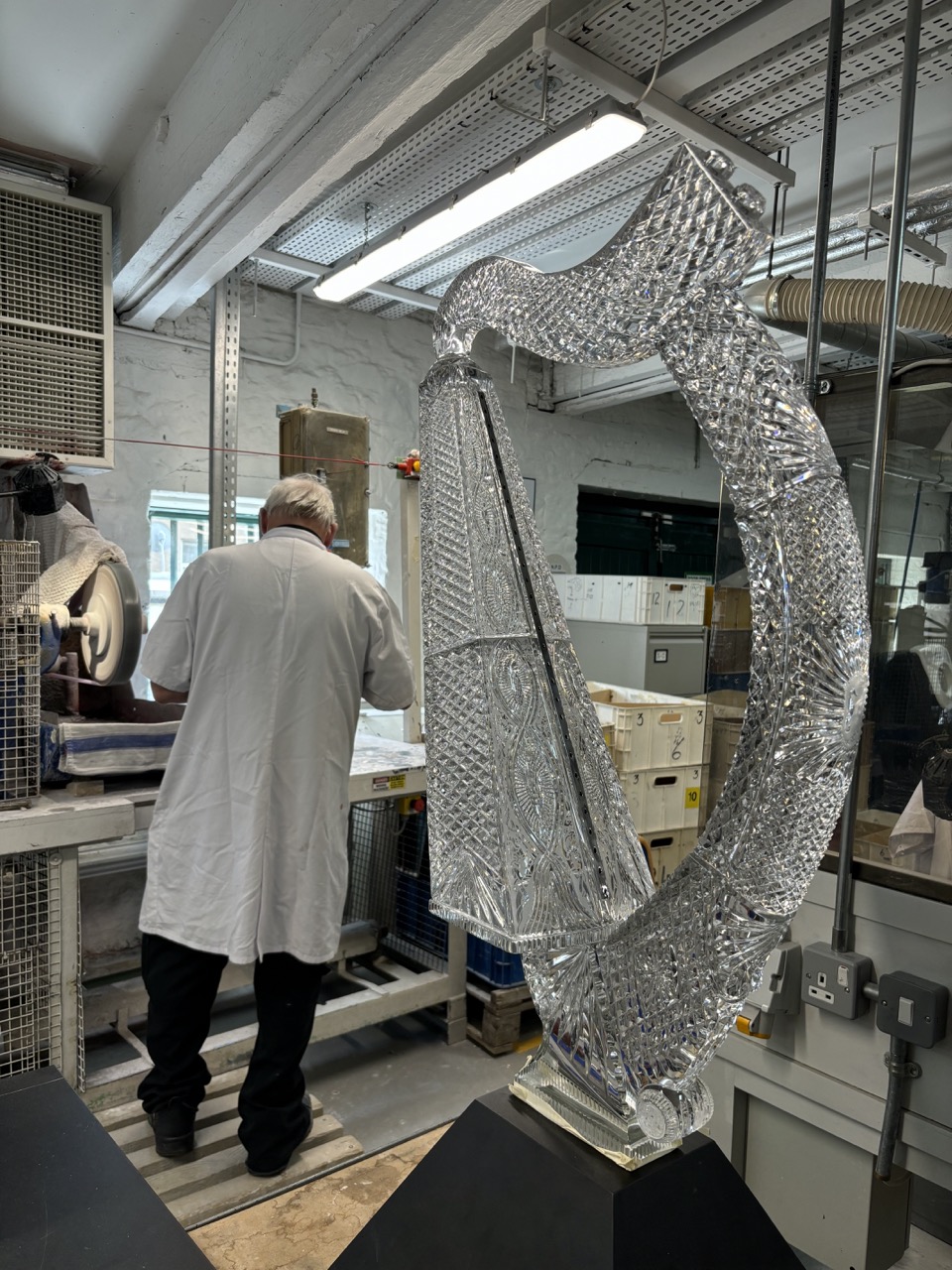 Huge custom crystal piece of an Irish harp